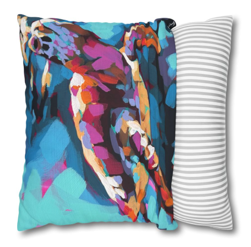 Sea Turtle/ Beach Palm Tree Pillow Cover