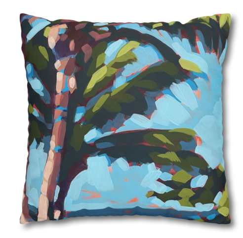 Sea Turtle/ Beach Palm Tree Pillow Cover