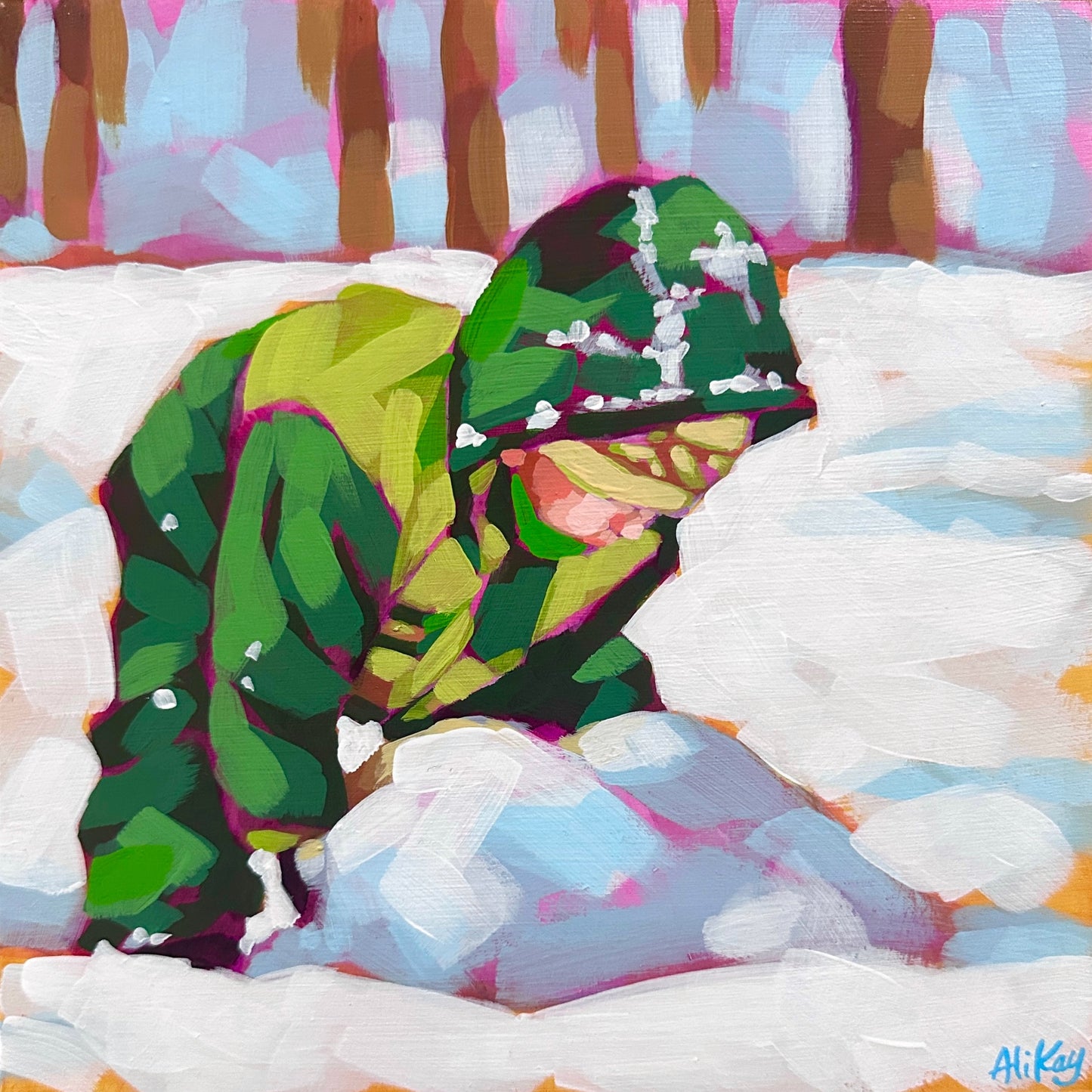 Rolling Snow 8x8 Framed