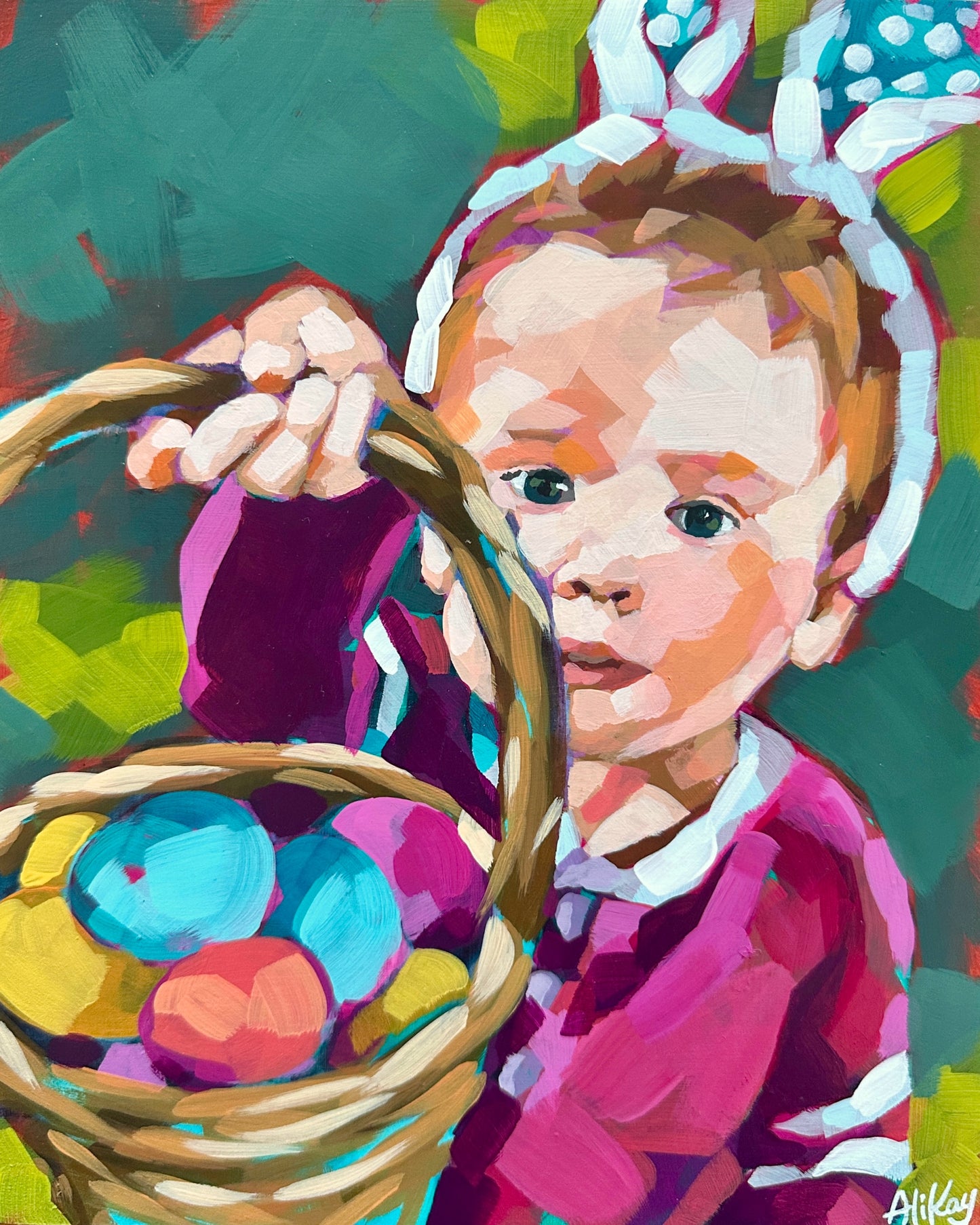 Boy with His Basket 8x8