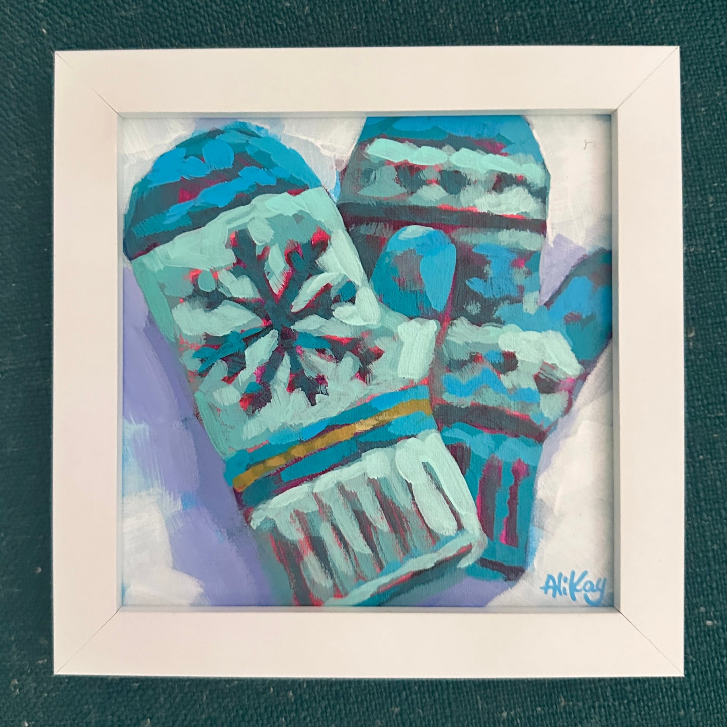 Teal Mittens 5x5
