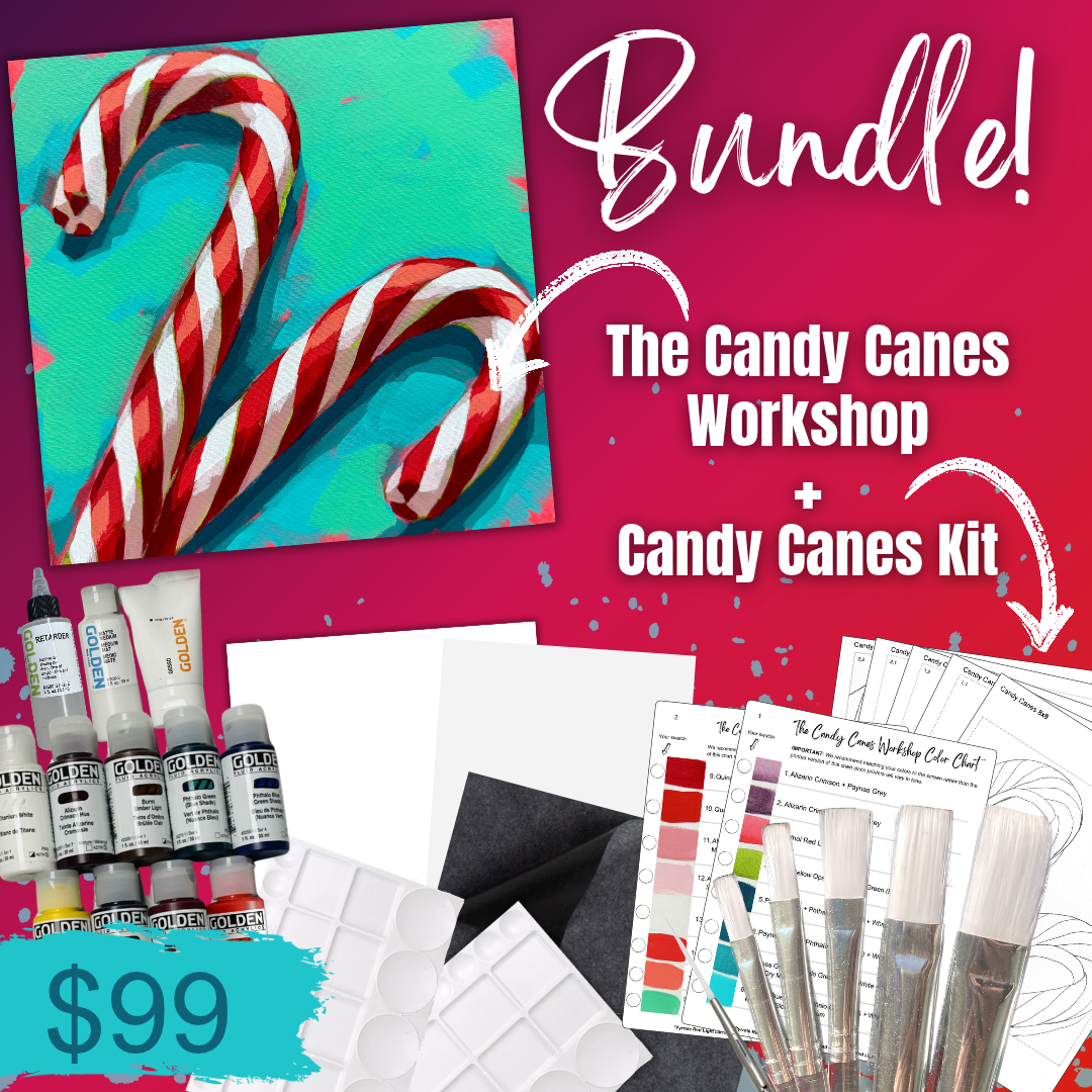 The Candy Canes Painting Workshop &  Candy Canes Paint Kit BUNDLE