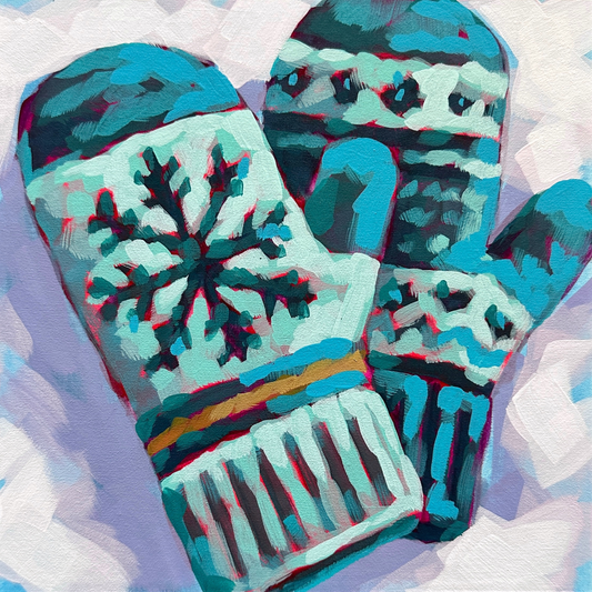Teal Mittens 5x5