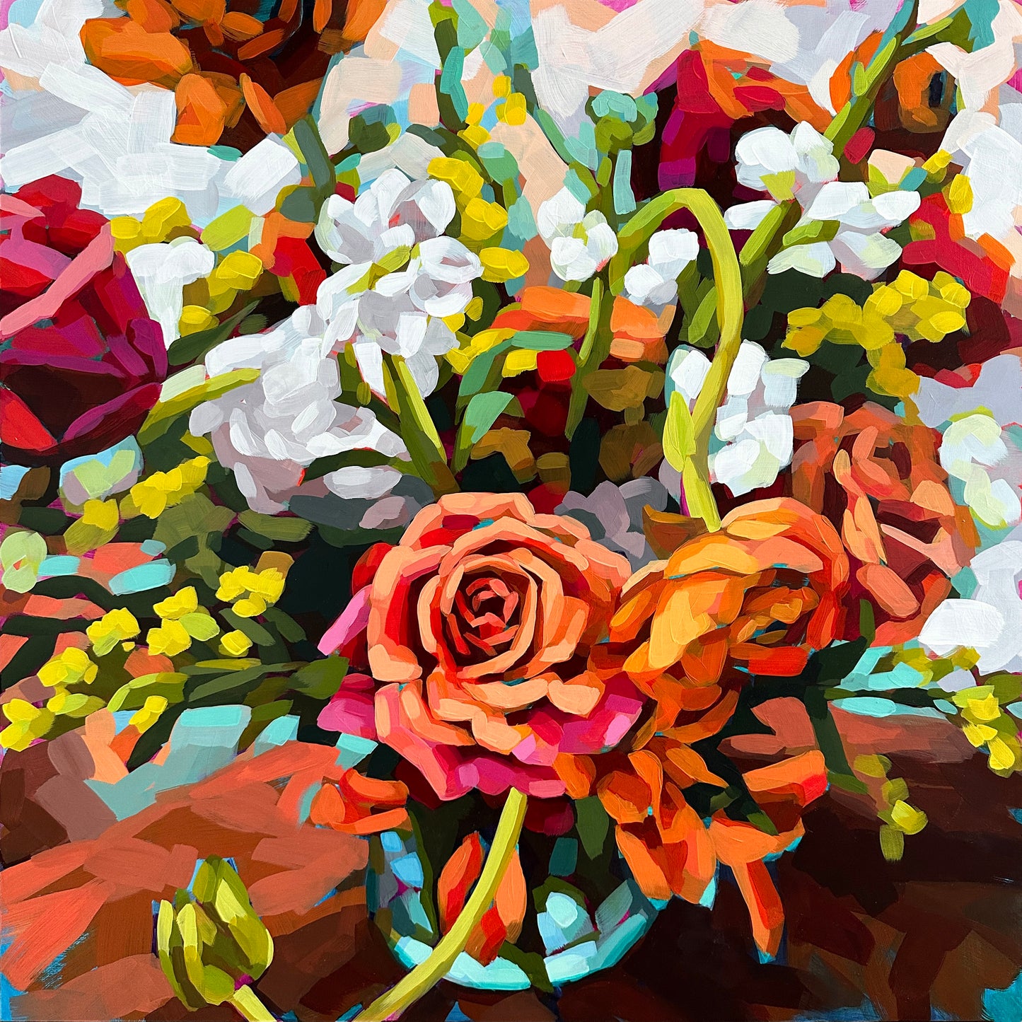 Orange Rose Bouquet Print 8x8